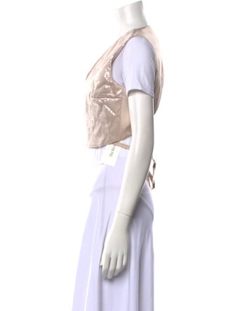 Brunello Cucinelli Satin V-Neck Crop Top