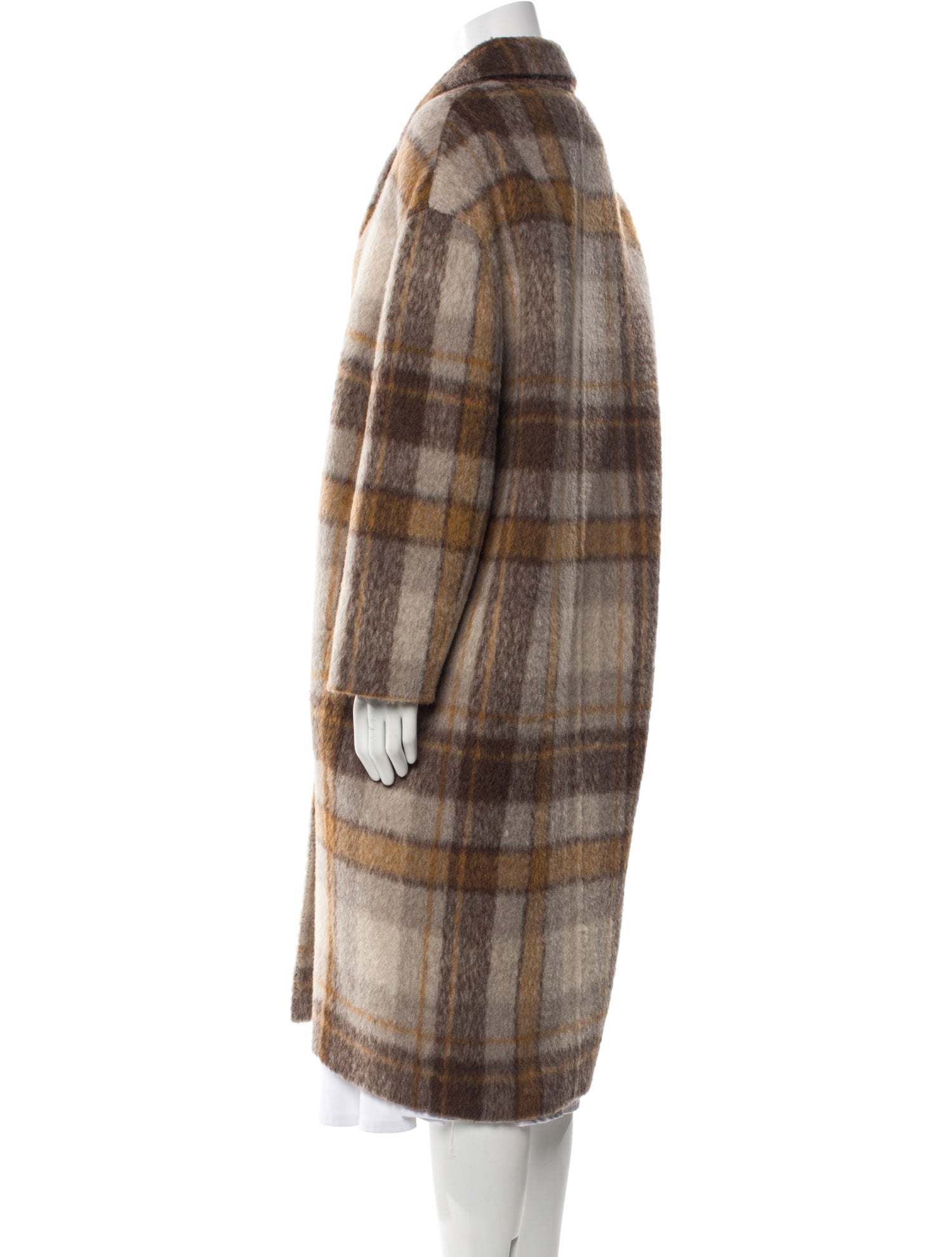 Brunello Cucinelli Alpaca Plaid Print Coat w/ Tags