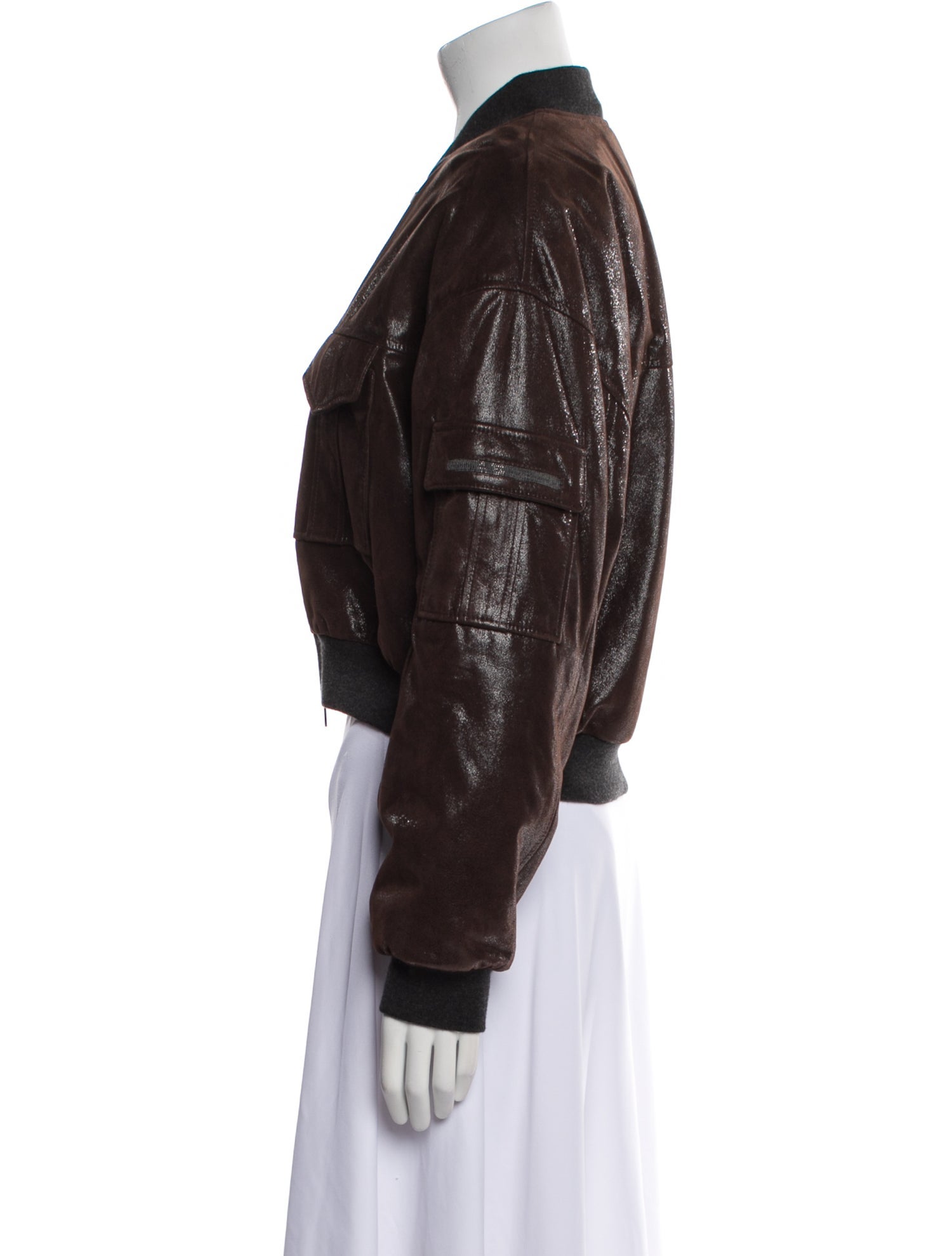 Brunello Cucinelli Leather Bomber Jacket w/ Tags