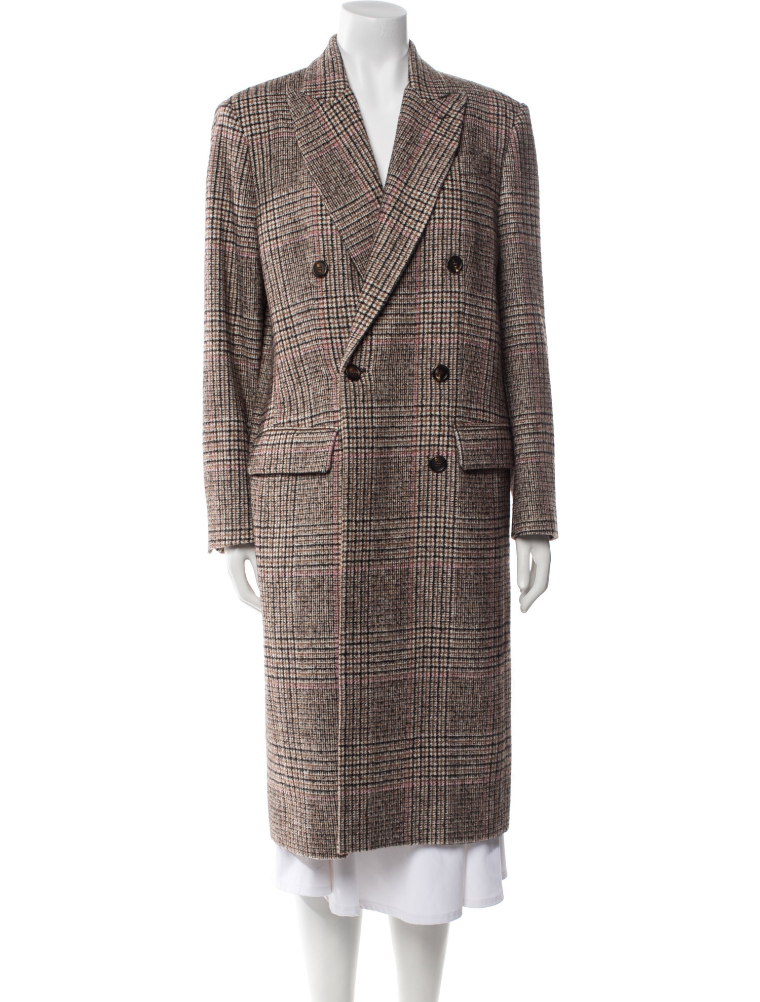Brunello Cucinelli Plaid Print Peacoat w/ Tags