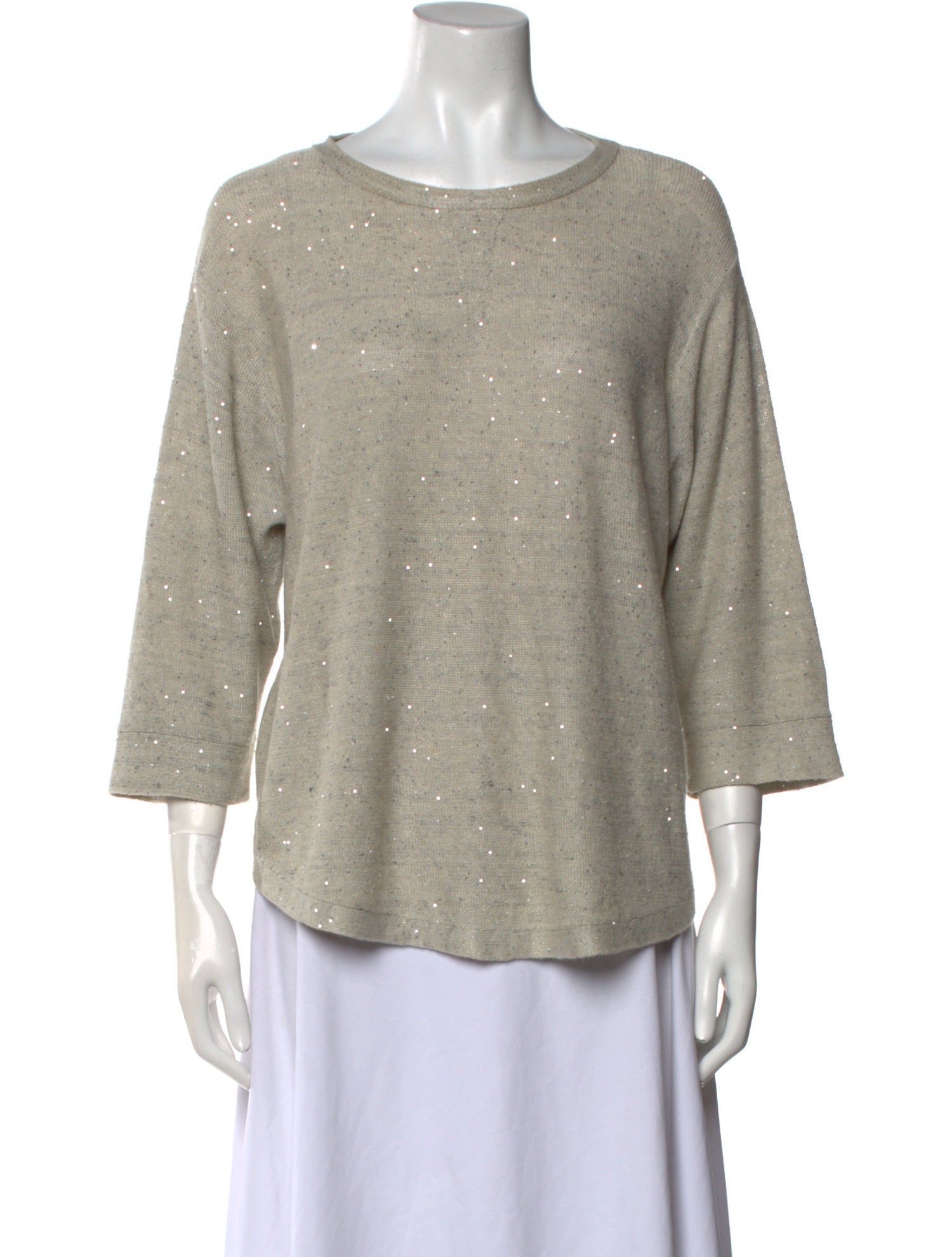 Brunello Cucinelli Linen Scoop Neck Sweater