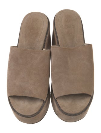 Brunello Cucinelli Monili Suede Slides