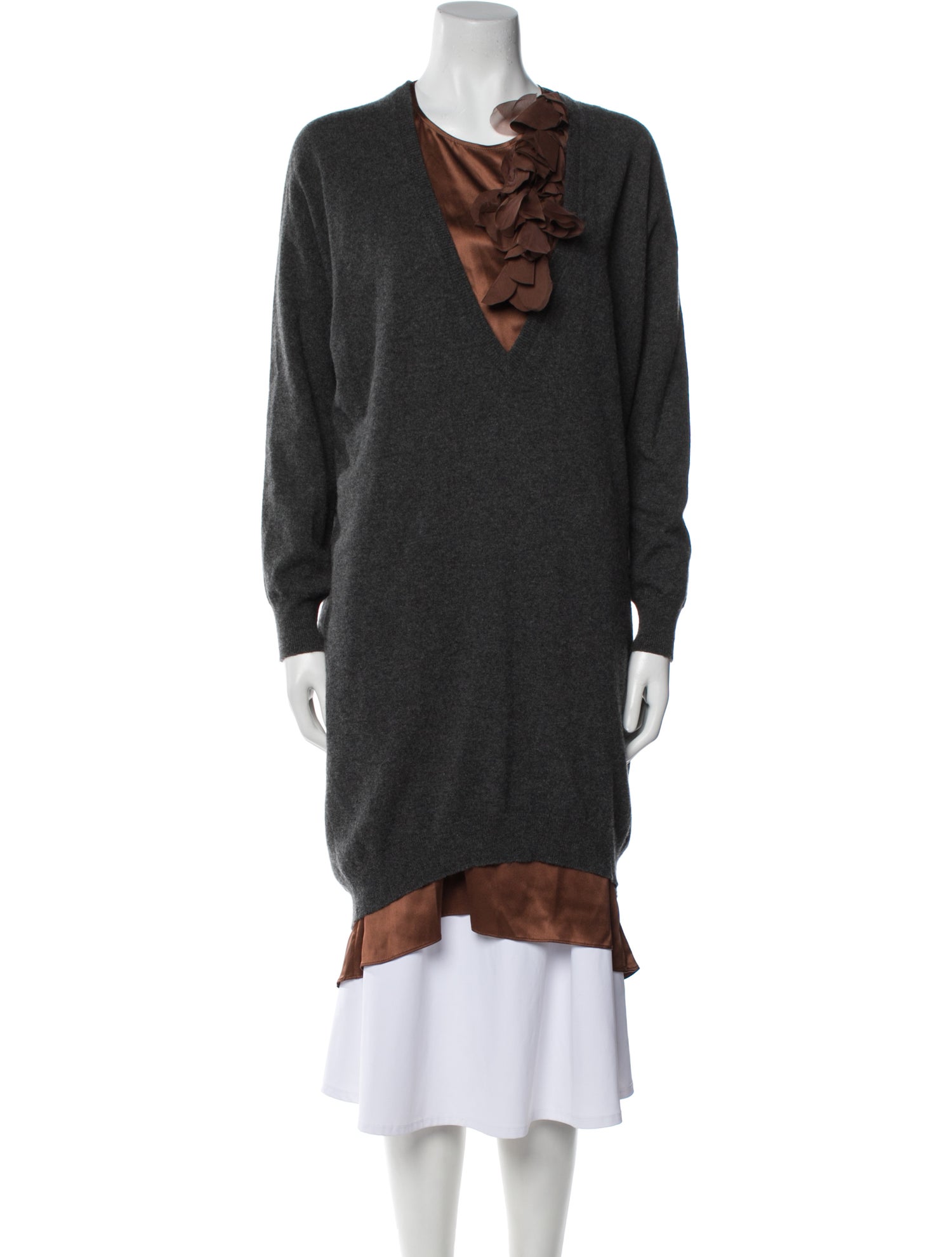 Brunello Cucinelli Cashmere Colorblock Pattern Skirt Suit