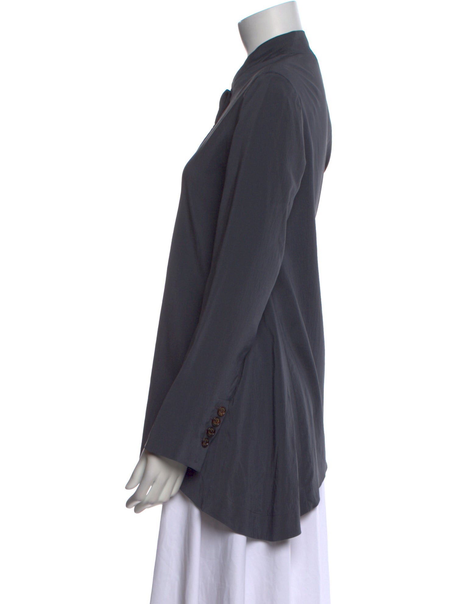 Brunello Cucinelli Silk Long Sleeve Button-Up Top