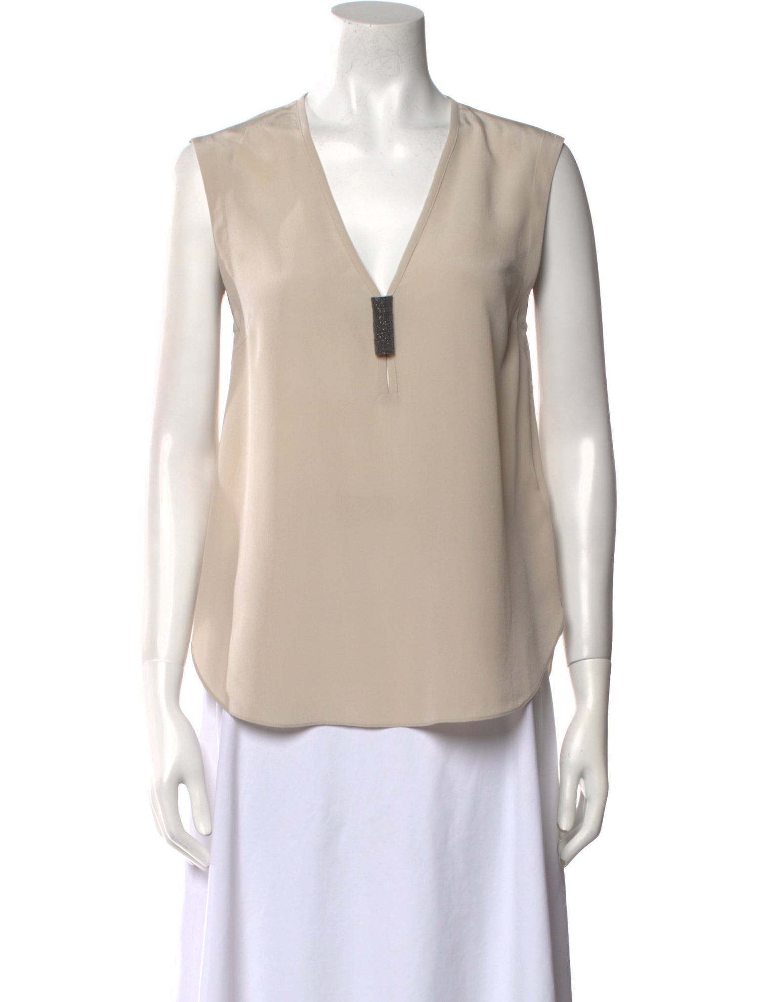 Brunello Cucinelli Silk V-Neck Blouse w/ Tags