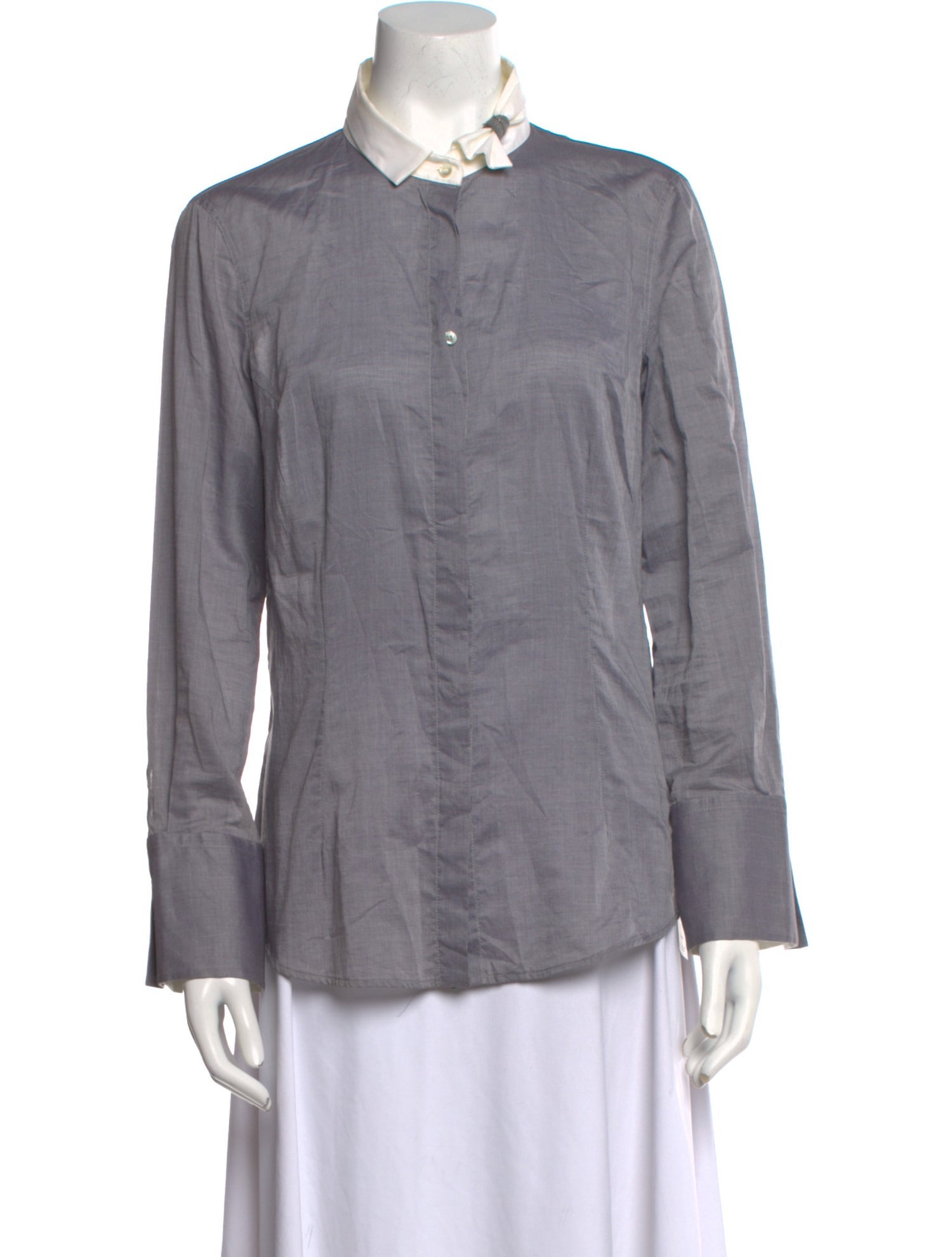 Brunello Cucinelli Long Sleeve Button-Up Top
