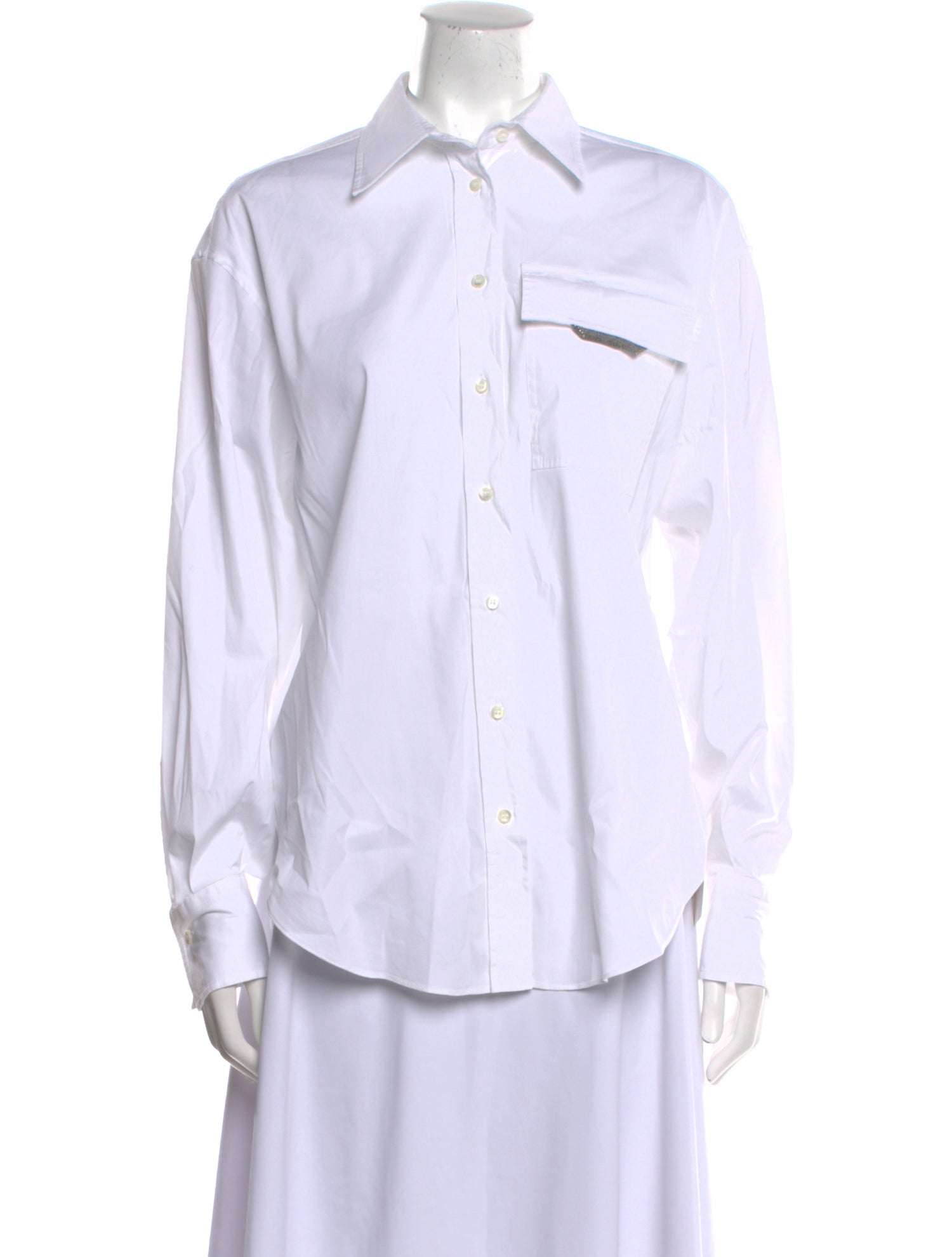 Brunello Cucinelli Long Sleeve Button-Up Top