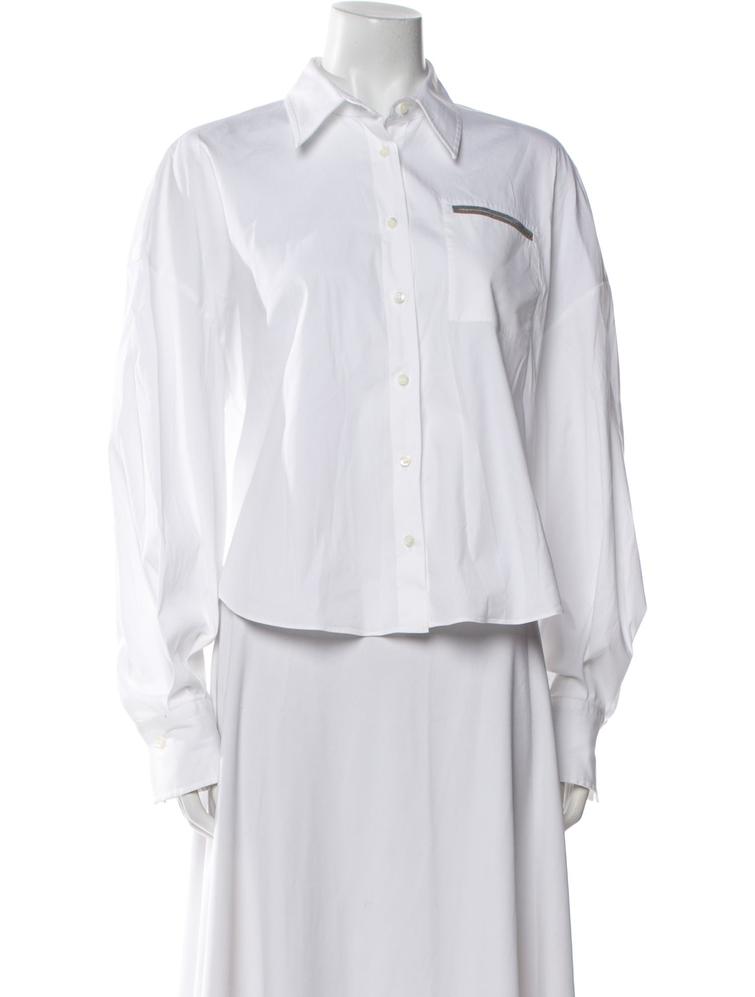 Brunello Cucinelli Long Sleeve Button-Up Top