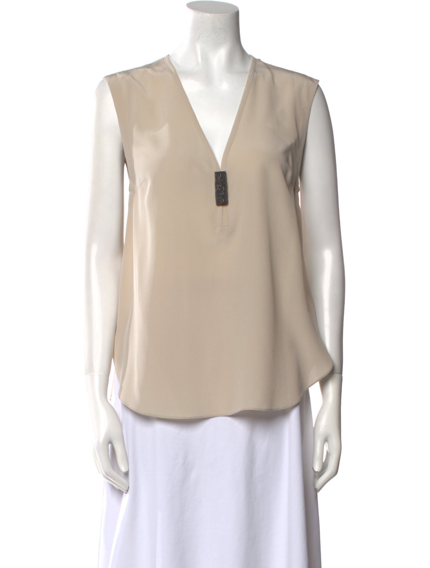 Brunello Cucinelli Silk V-Neck Blouse w/ Tags