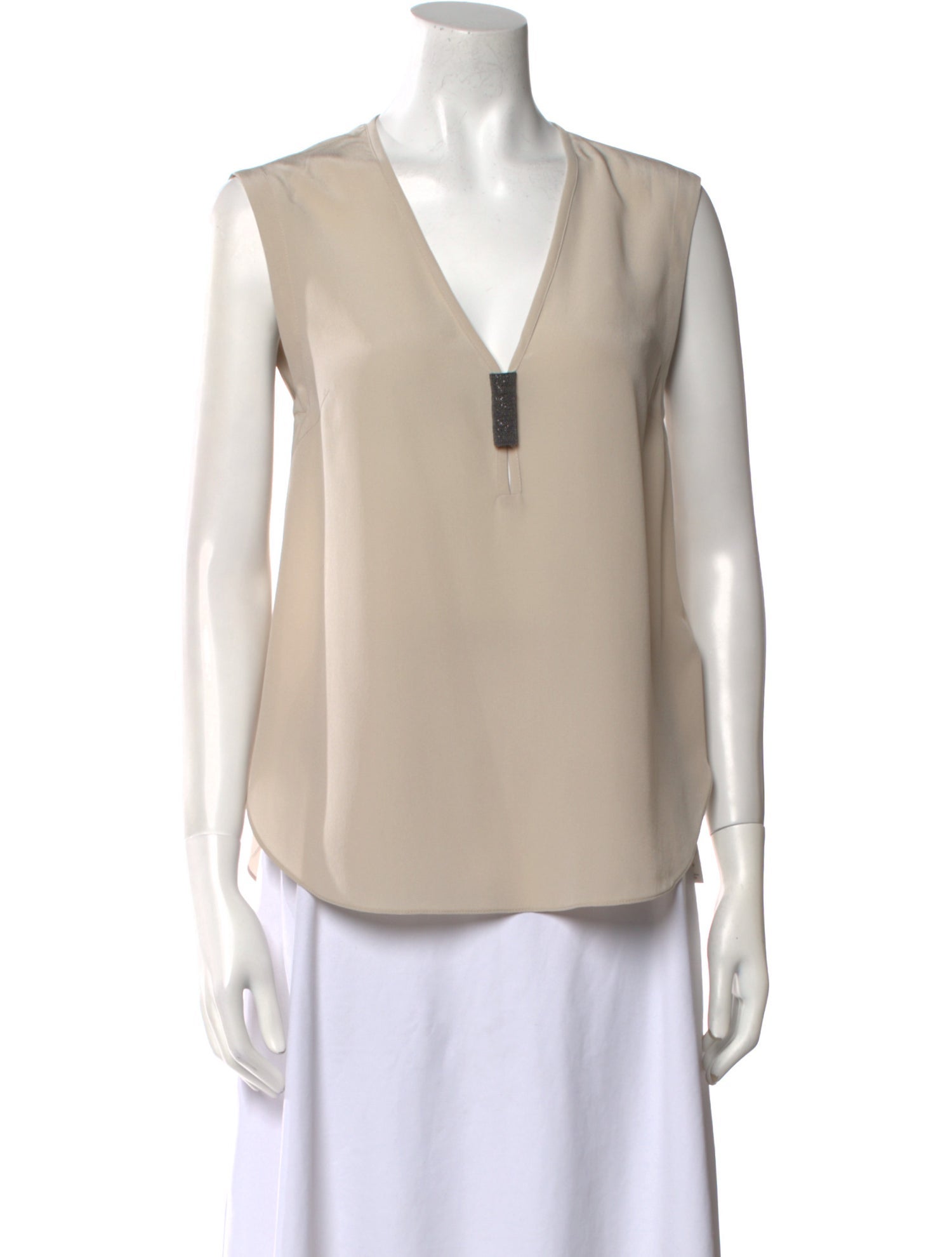 Brunello Cucinelli Silk V-Neck Blouse w/ Tags