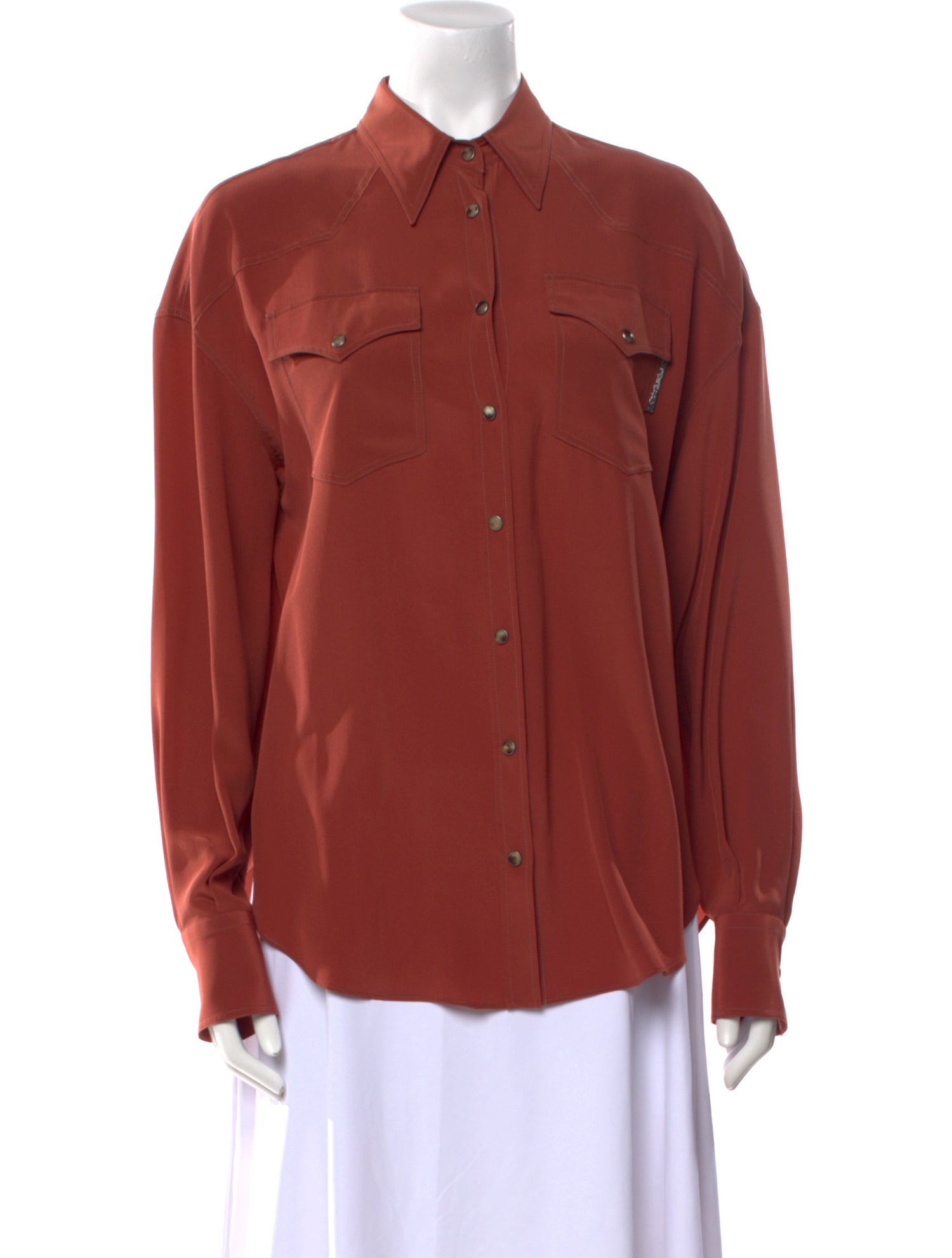 Brunello Cucinelli Silk Long Sleeve Button-Up Top w/ Tags