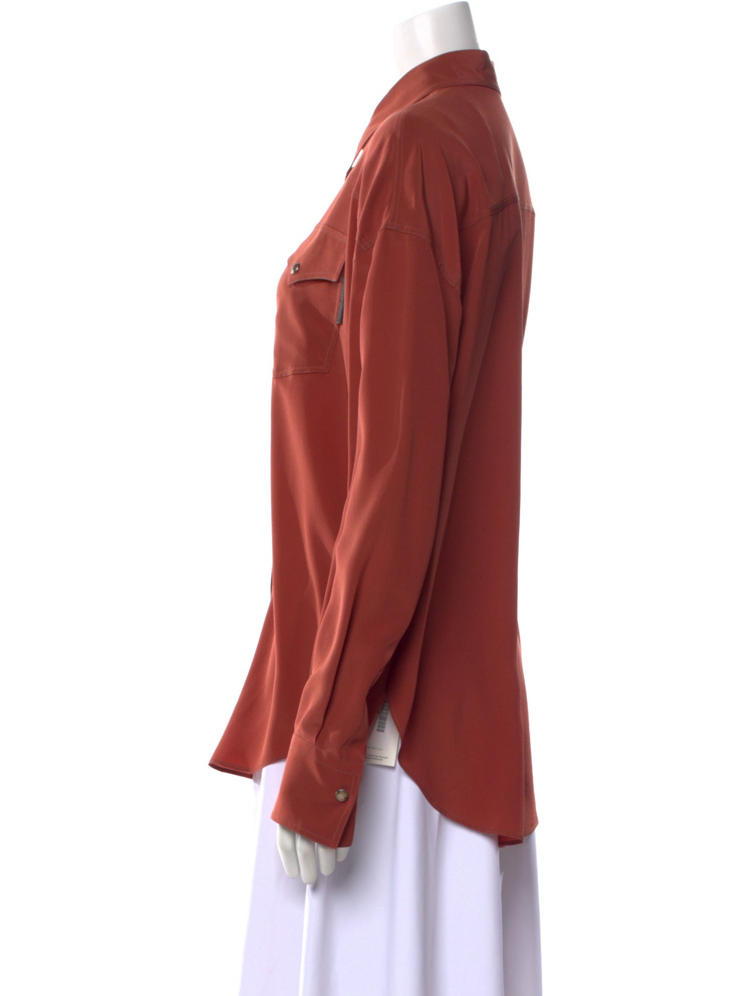 Brunello Cucinelli Silk Long Sleeve Button-Up Top w/ Tags