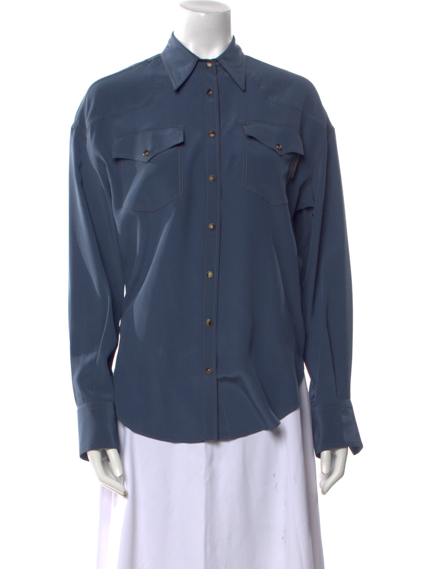 Brunello Cucinelli Long Sleeve Button-Up Top