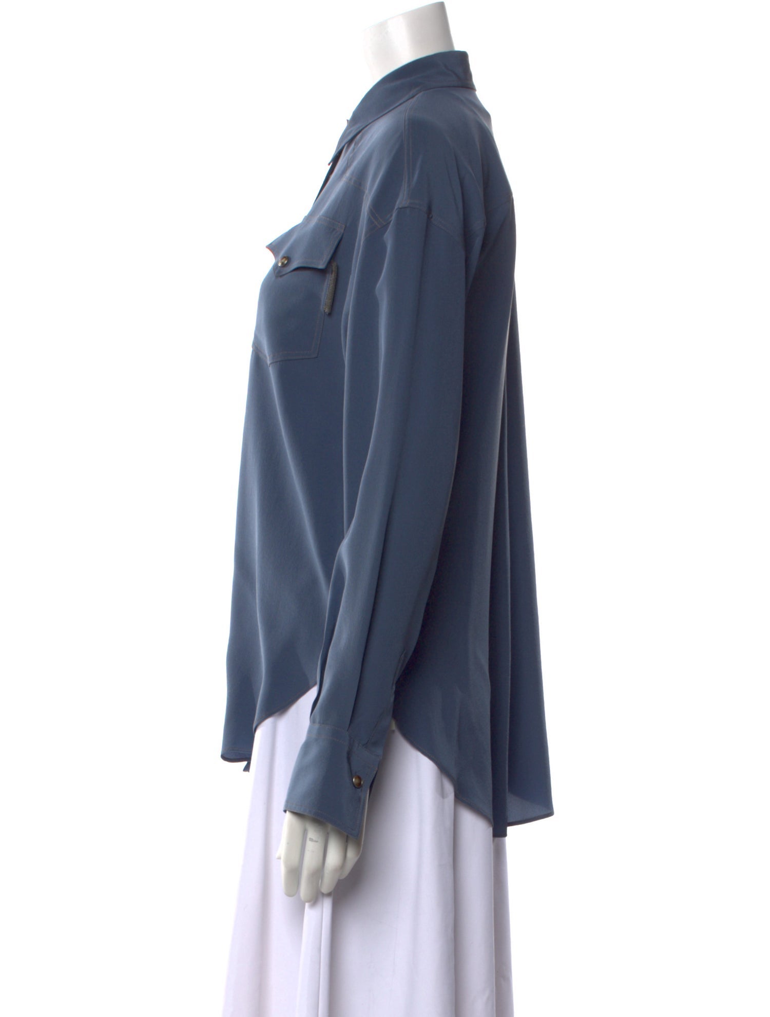 Brunello Cucinelli Long Sleeve Button-Up Top