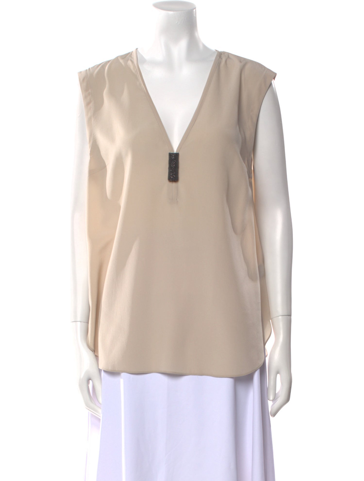 Brunello Cucinelli Silk V-Neck Blouse w/ Tags