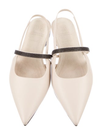 Brunello Cucinelli Leather Slingback Flats