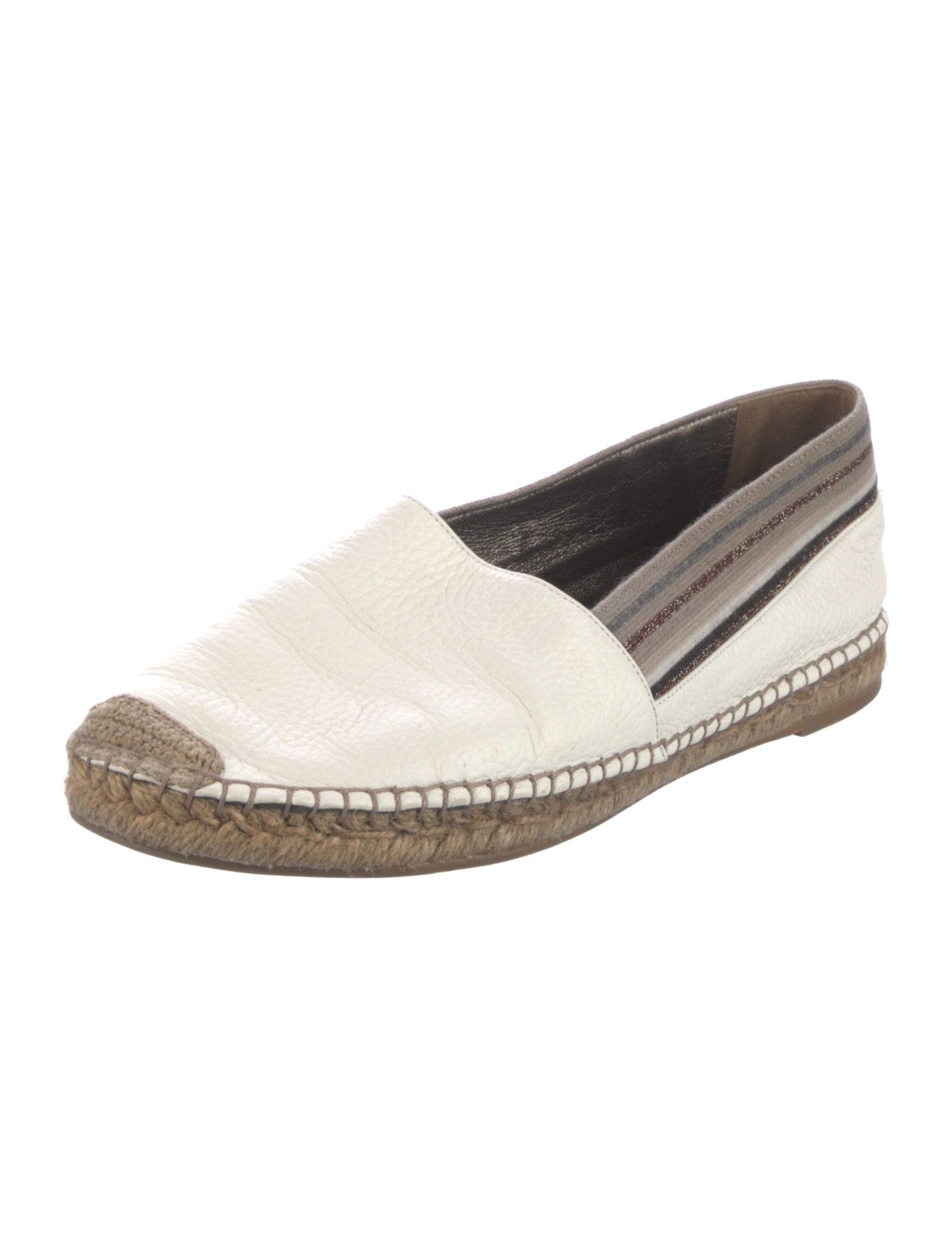 Brunello Cucinelli Leather Colorblock Pattern Espadrilles