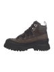Brunello Cucinelli Suede Colorblock Pattern Combat Boots
