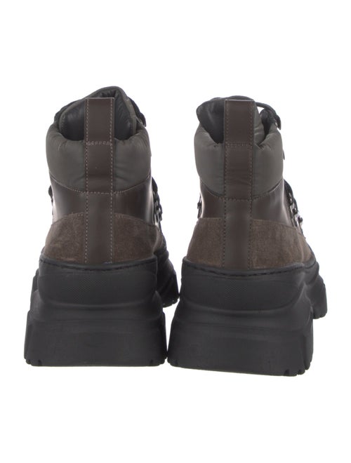 Brunello Cucinelli Suede Colorblock Pattern Combat Boots