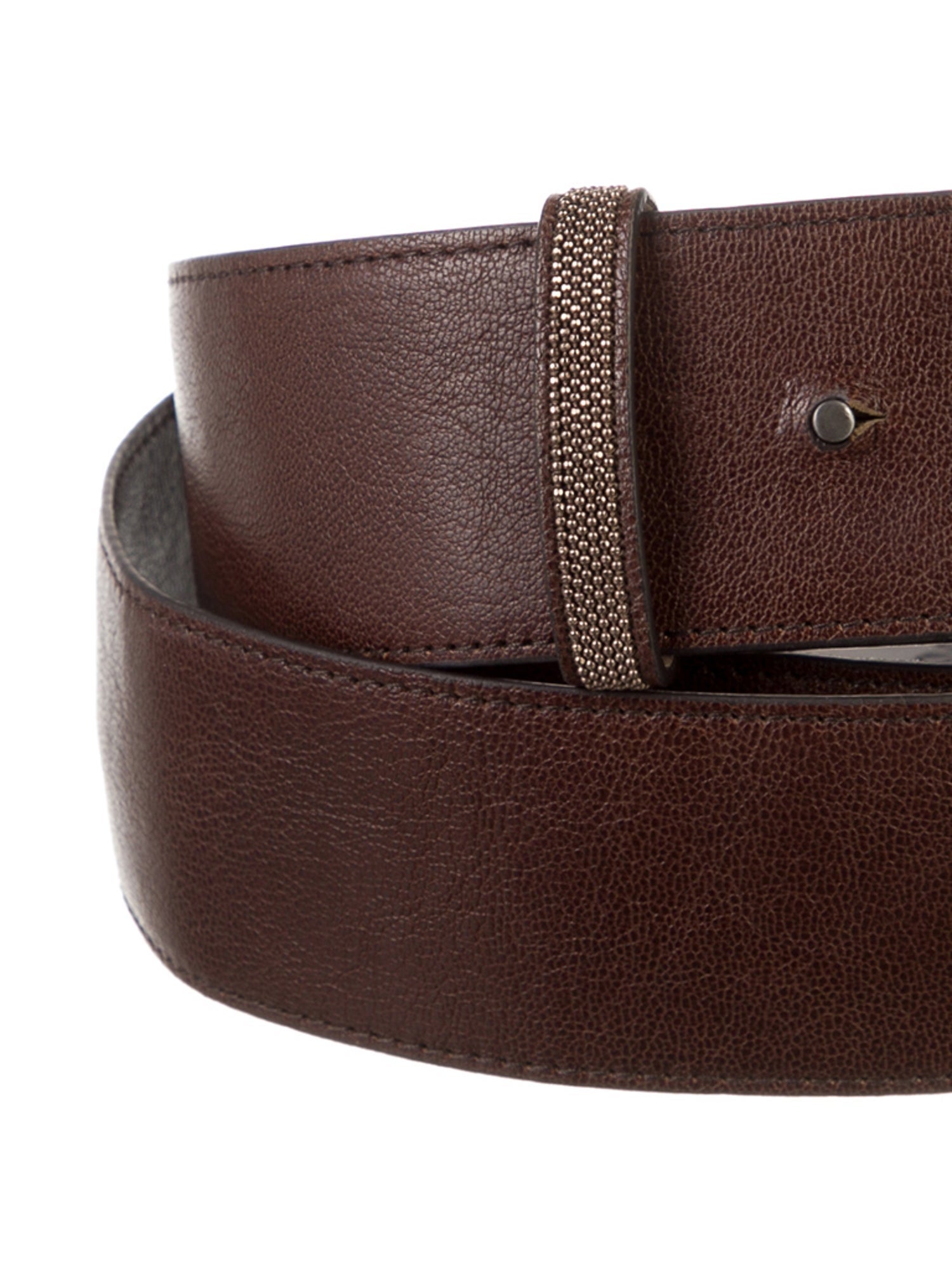 Brunello Cucinelli Leather Beaded Accents Waist Belt