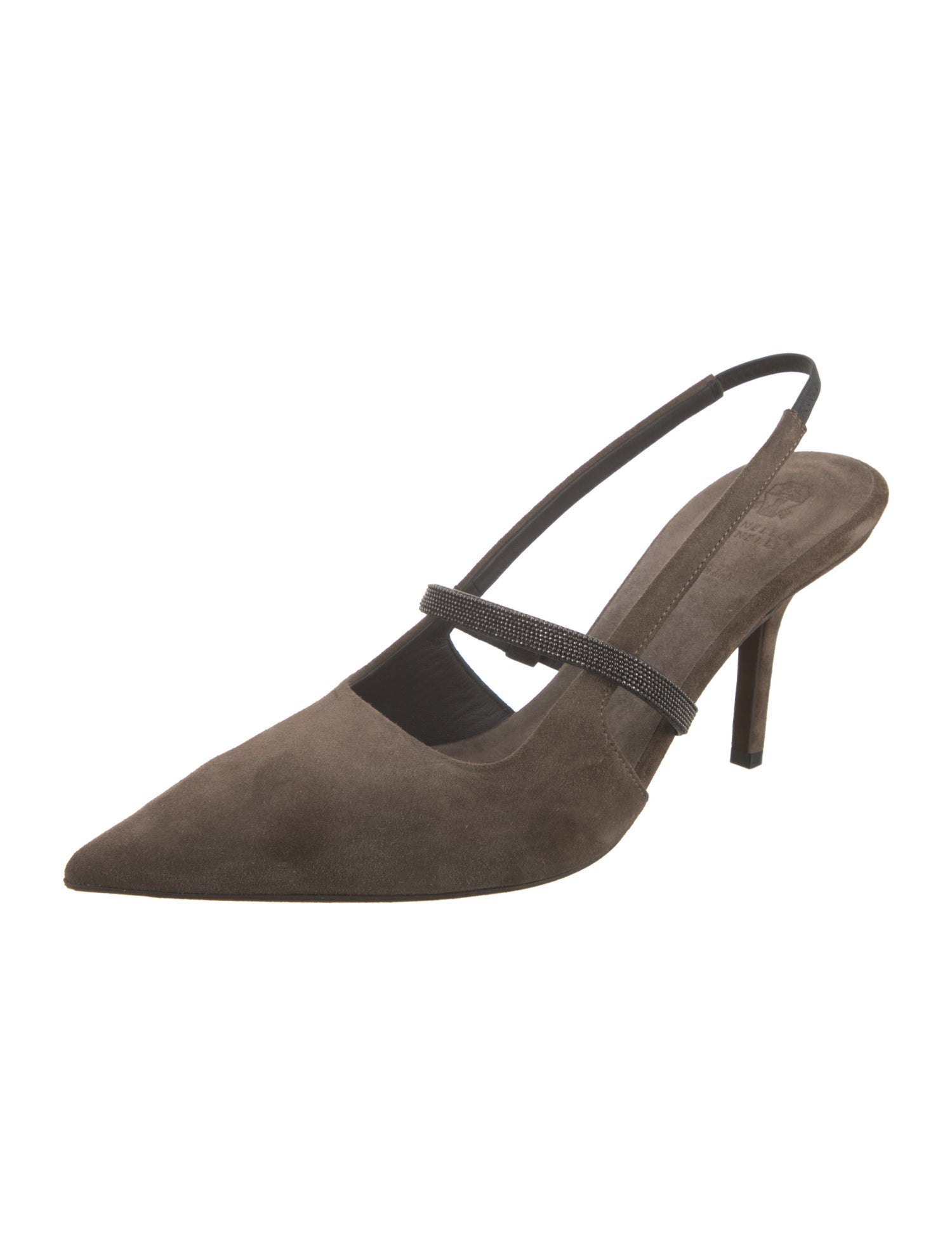 Brunello Cucinelli Monili Suede Slingback Pumps w/ Tags