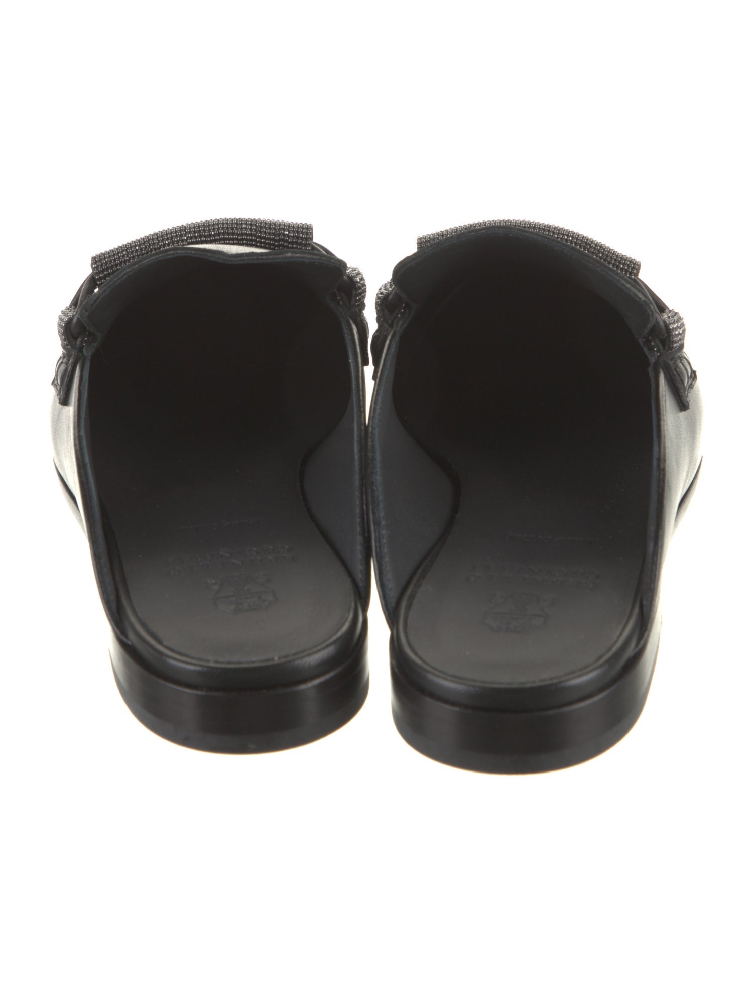 Brunello Cucinelli Leather Beaded Accents Mules