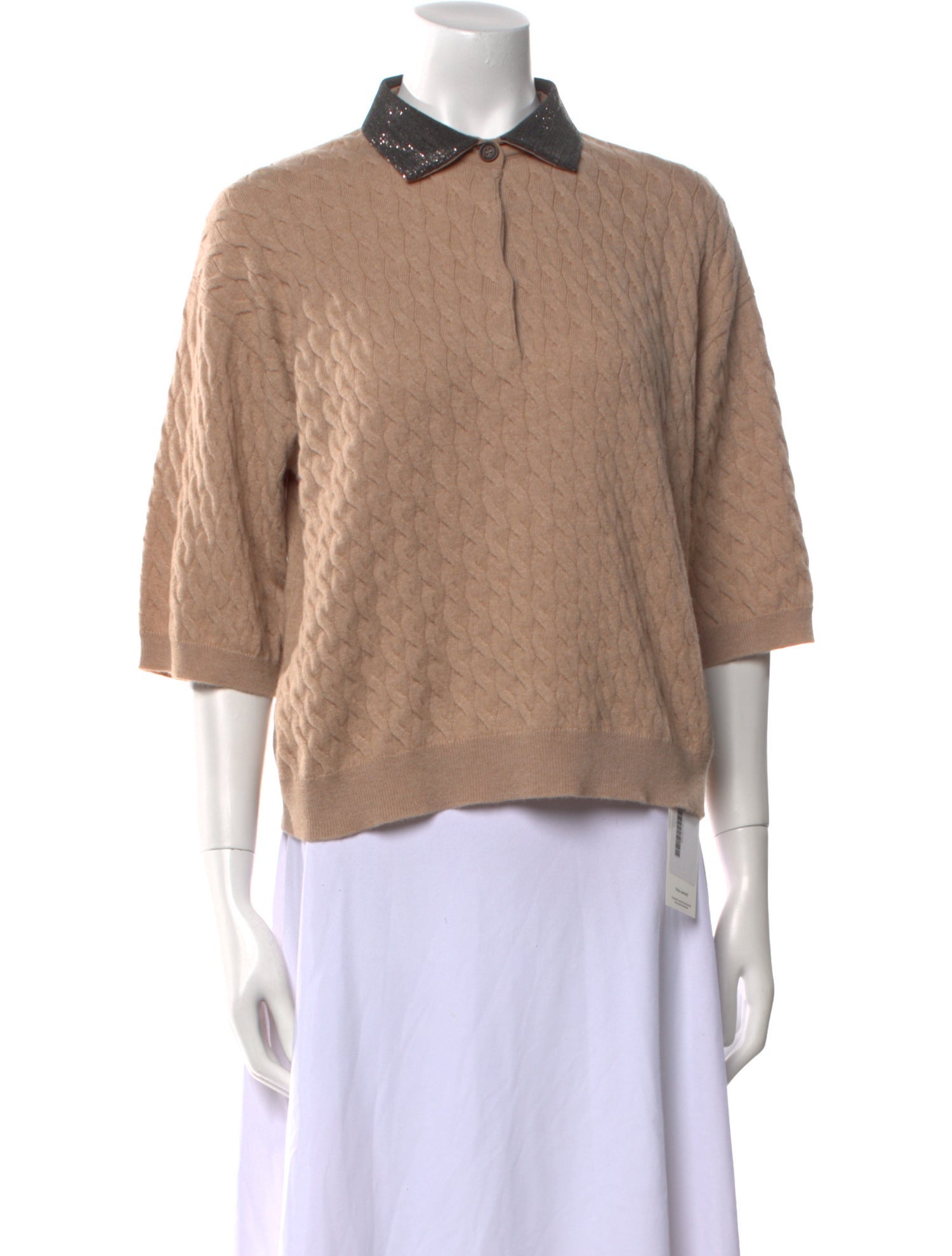 Brunello Cucinelli Cashmere Short Sleeve Crop Top w/ Tags