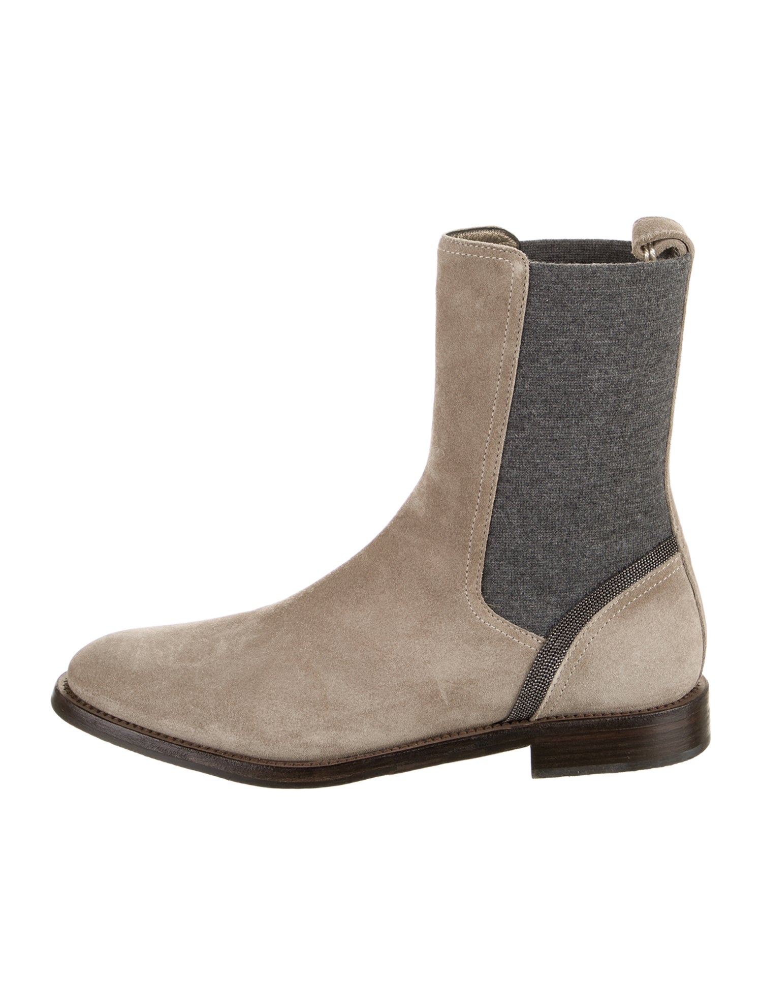 Brunello Cucinelli Suede Beaded Accents Chelsea Boots