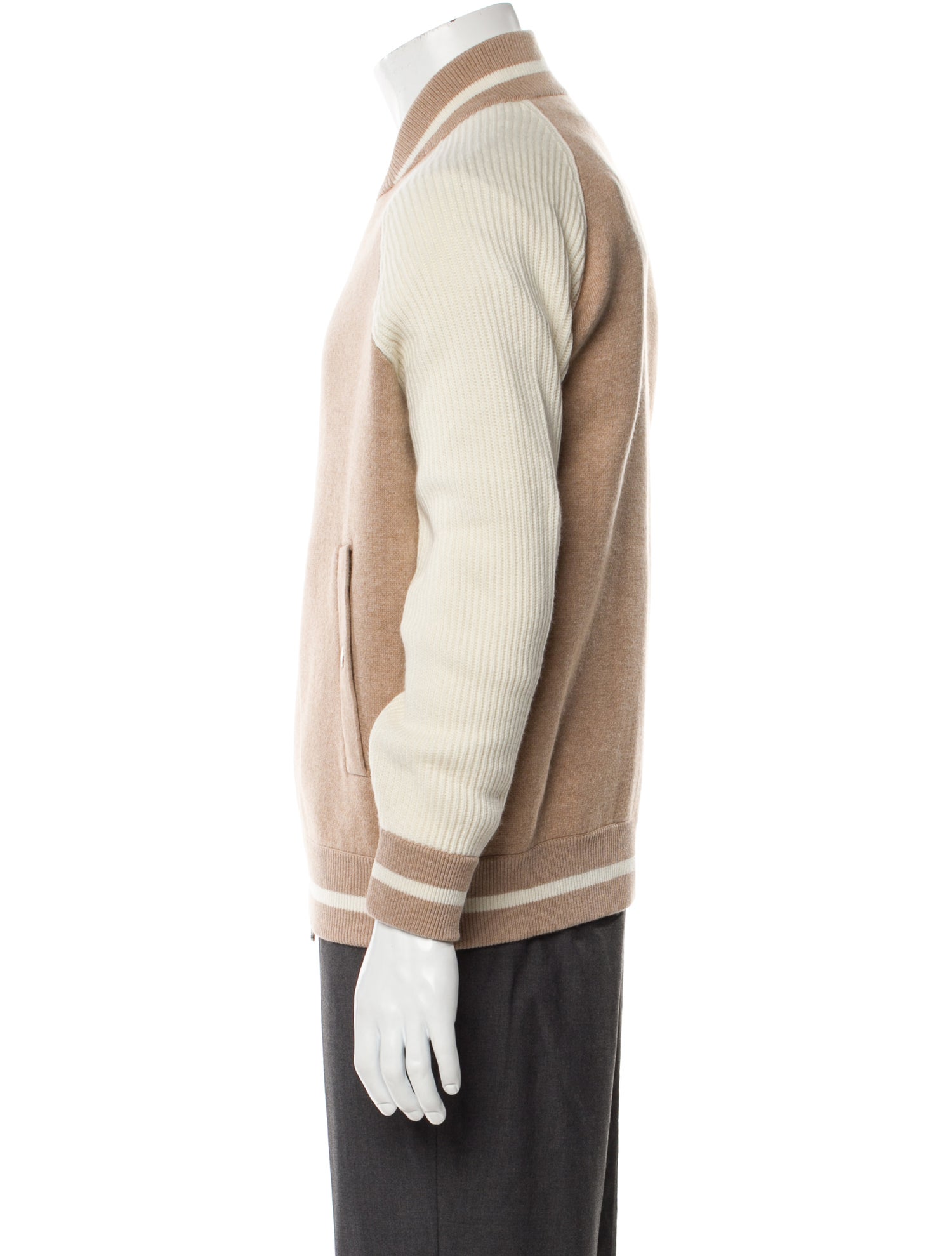 Brunello Cucinelli Colorblock Pattern Mock Neck Cardigan w/ Tags