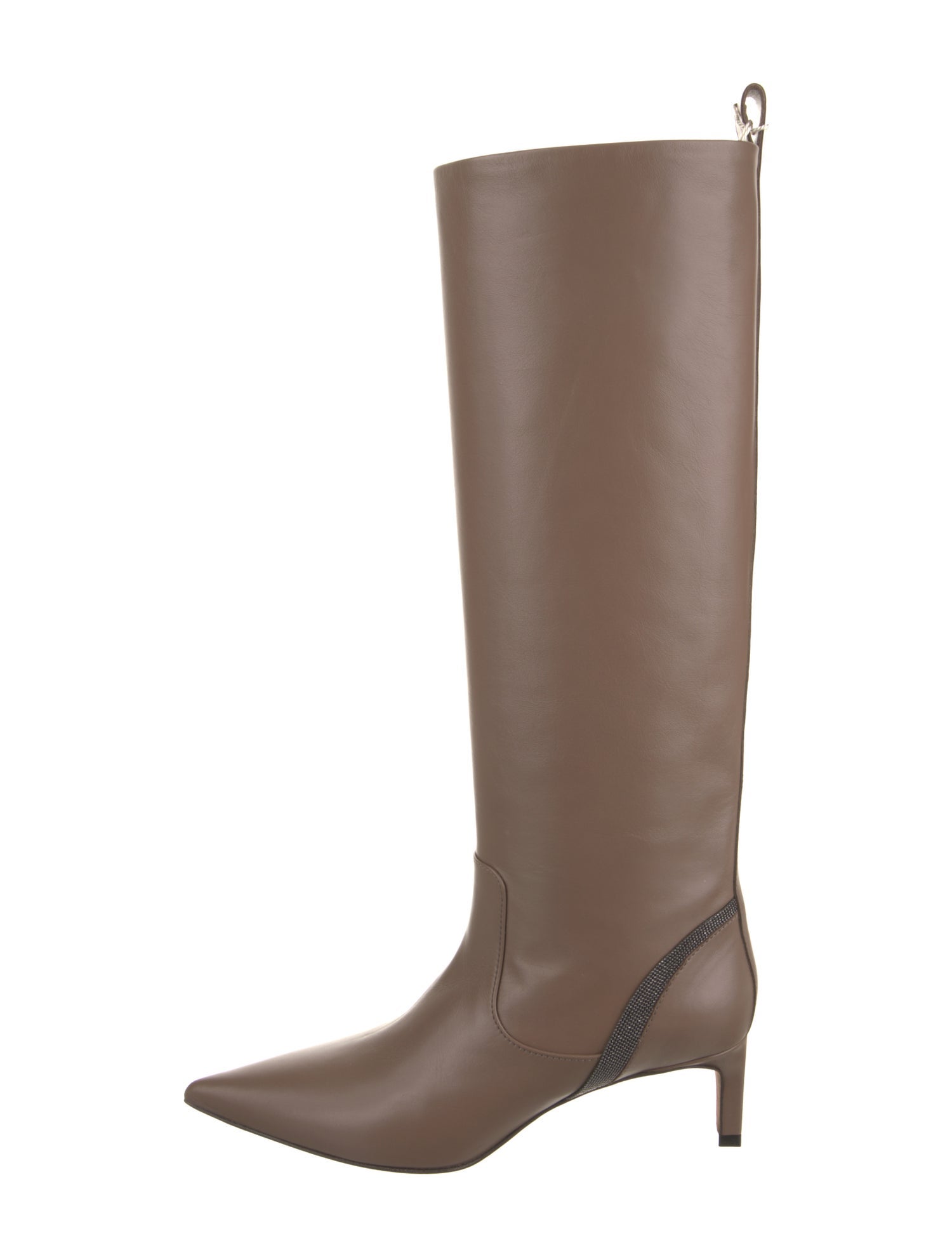 Brunello Cucinelli Leather Beaded Accents Boots