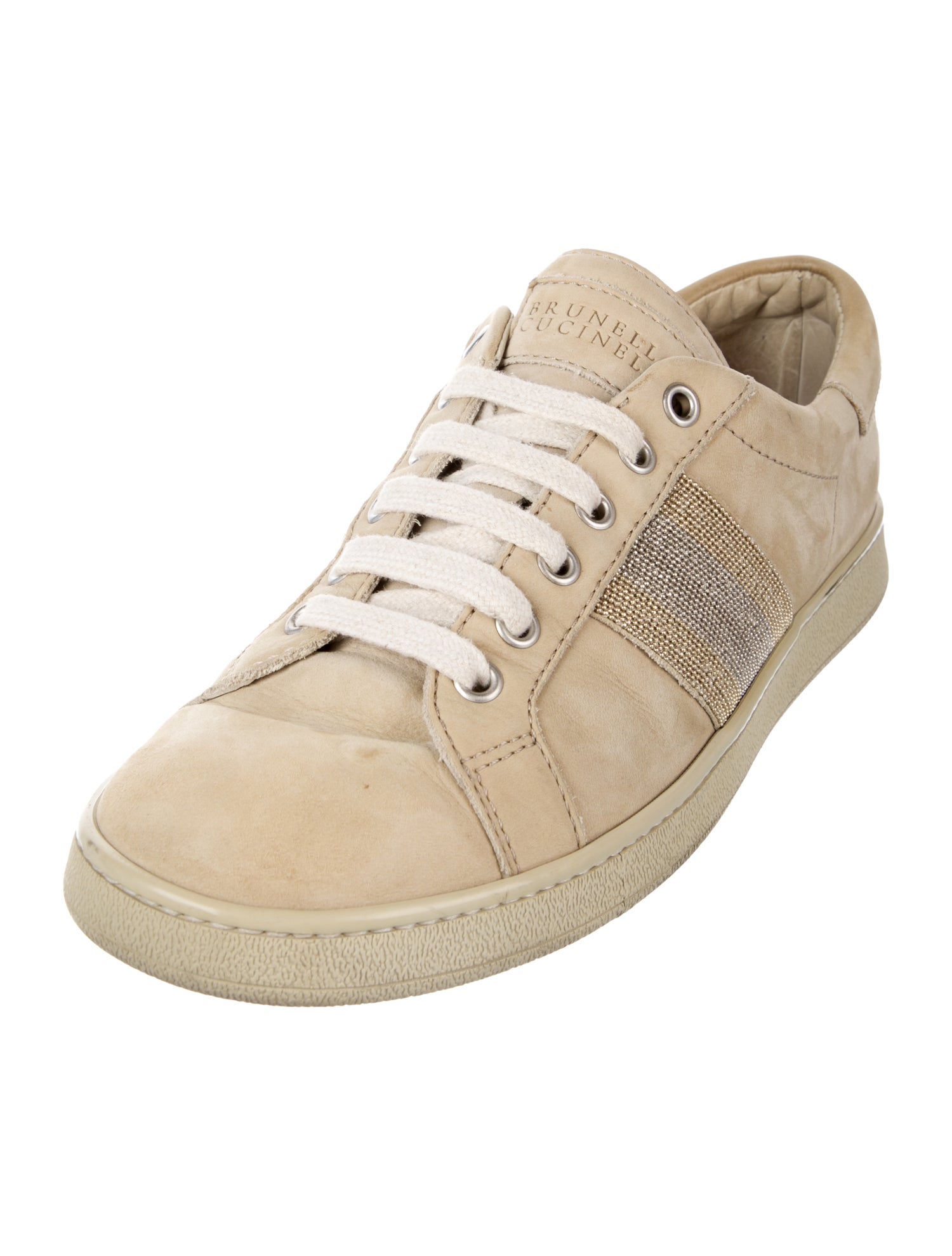 Brunello Cucinelli Suede Beaded Accents Sneakers