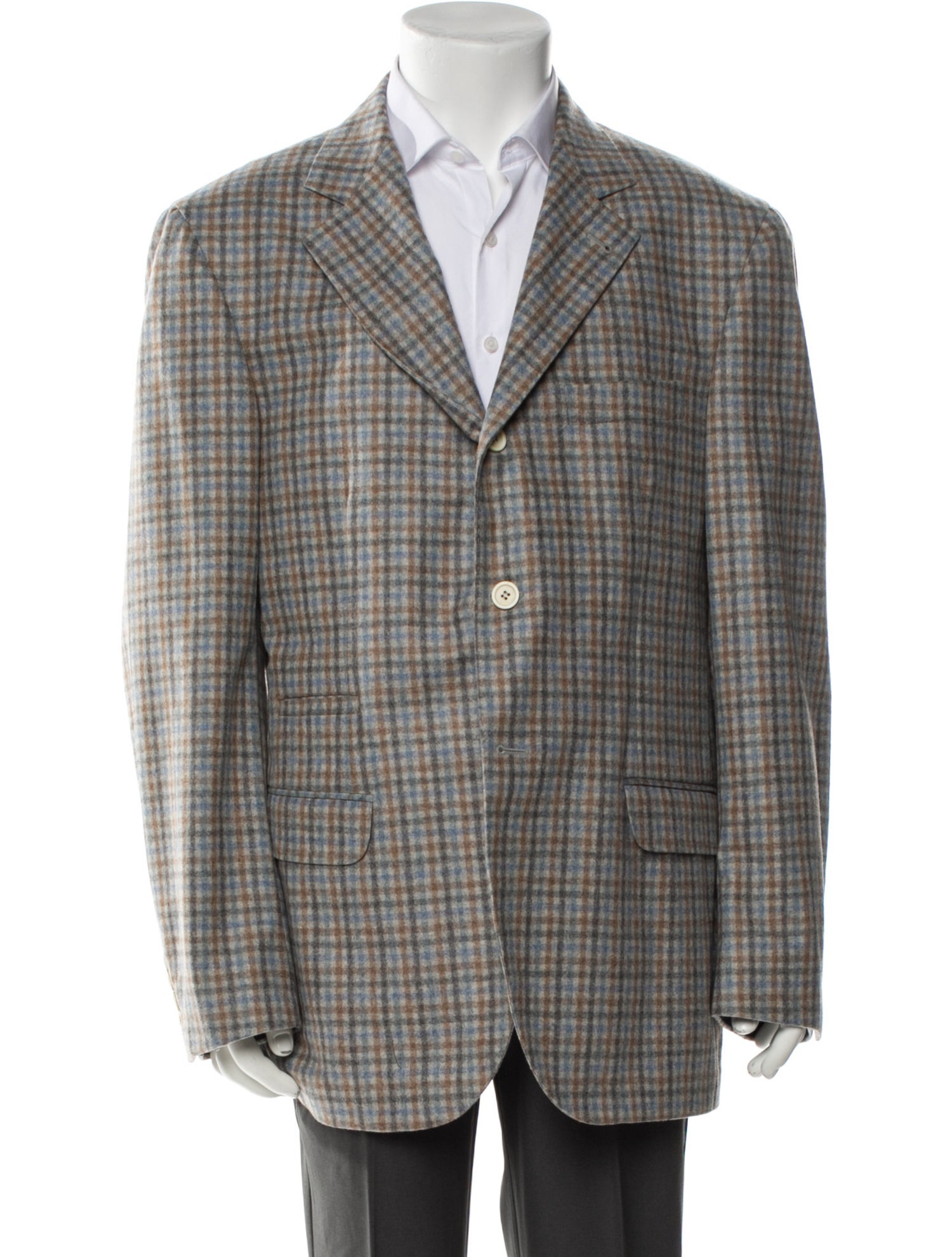 Brunello Cucinelli Cashmere Plaid Print Blazer