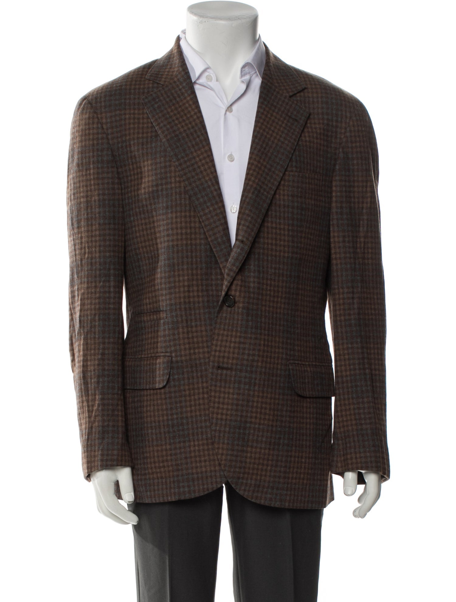 Brunello Cucinelli Wool Plaid Print Suit