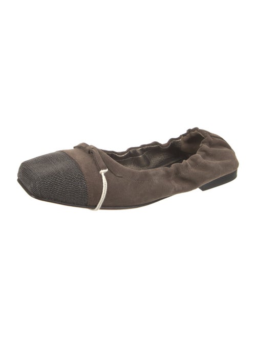 Brunello Cucinelli Suede Colorblock Pattern Ballet Flats