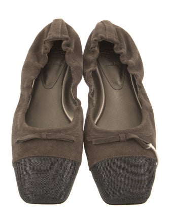 Brunello Cucinelli Suede Colorblock Pattern Ballet Flats