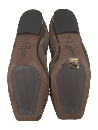 Brunello Cucinelli Suede Colorblock Pattern Ballet Flats