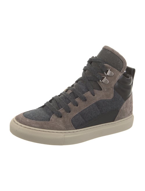 Brunello Cucinelli Suede Colorblock Pattern Sneakers