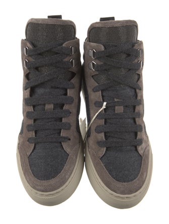 Brunello Cucinelli Suede Colorblock Pattern Sneakers