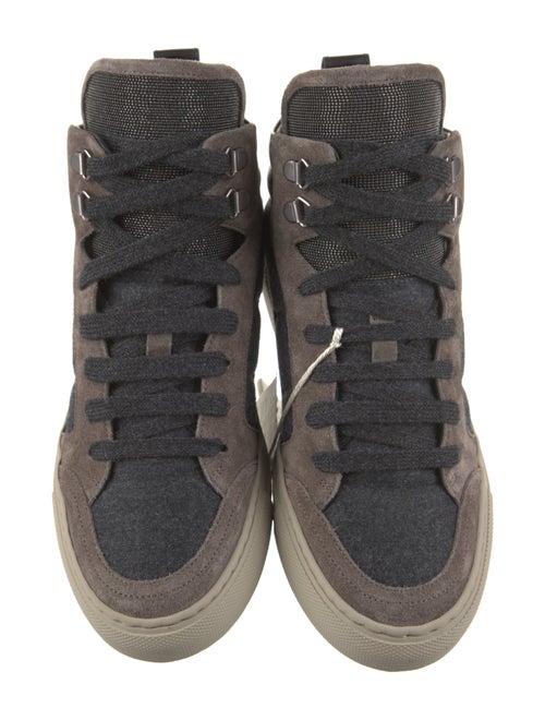 Brunello Cucinelli Suede Colorblock Pattern Sneakers