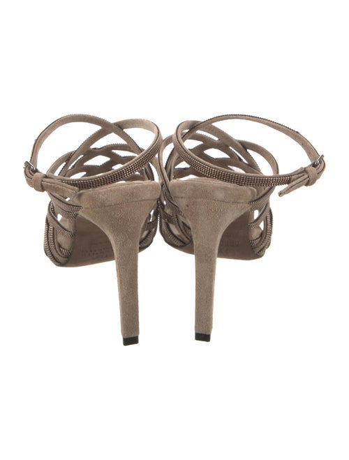 Brunello Cucinelli Suede Beaded Accents Sandals