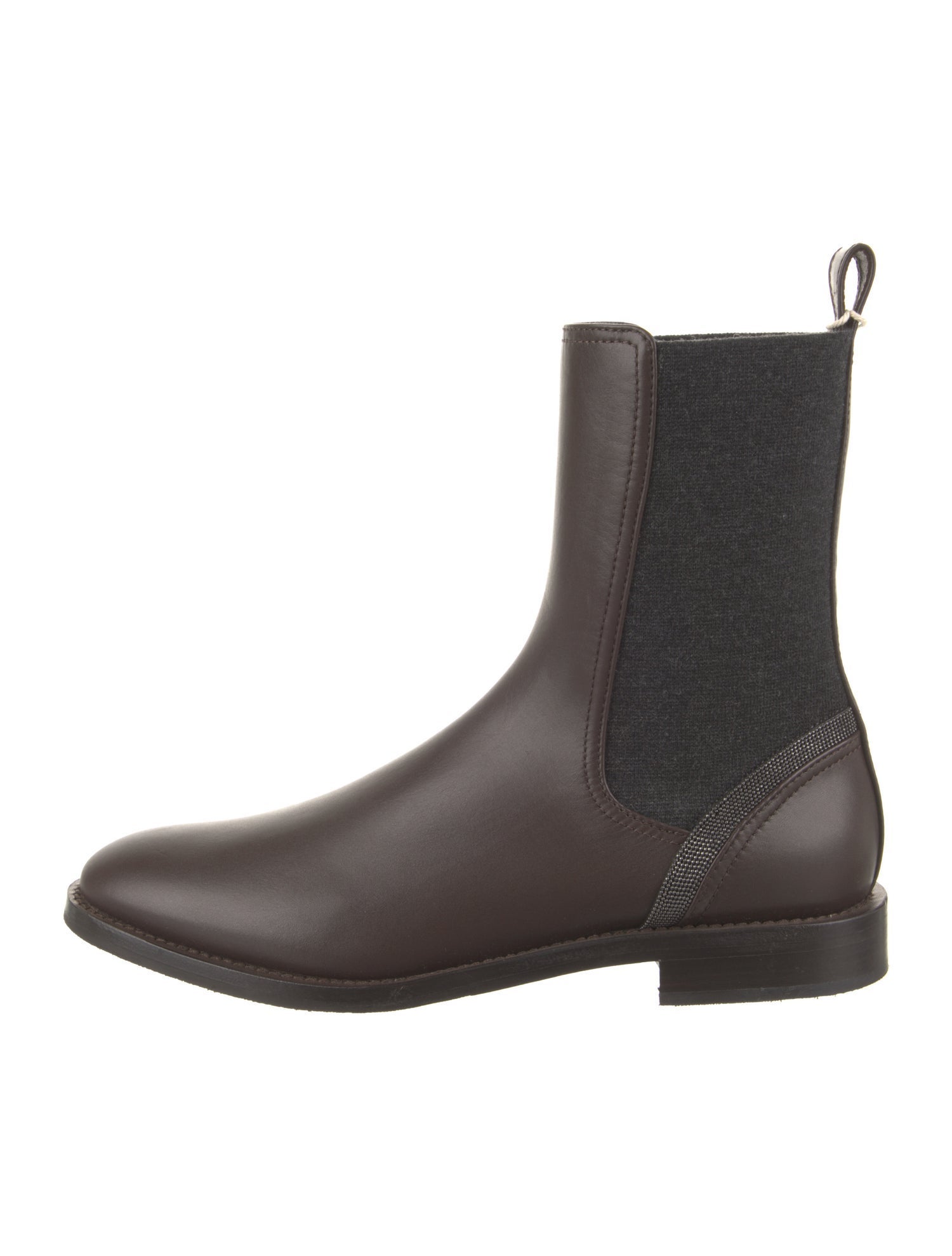 Brunello Cucinelli Leather Beaded Accents Chelsea Boots