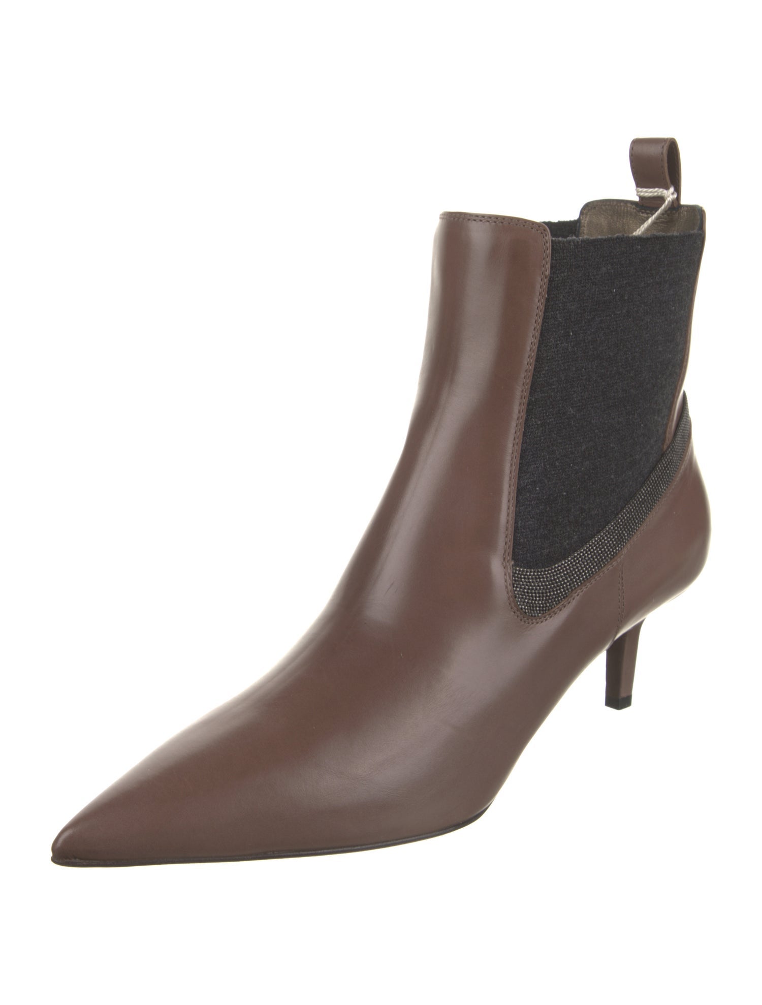 Brunello Cucinelli Leather Colorblock Pattern Chelsea Boots