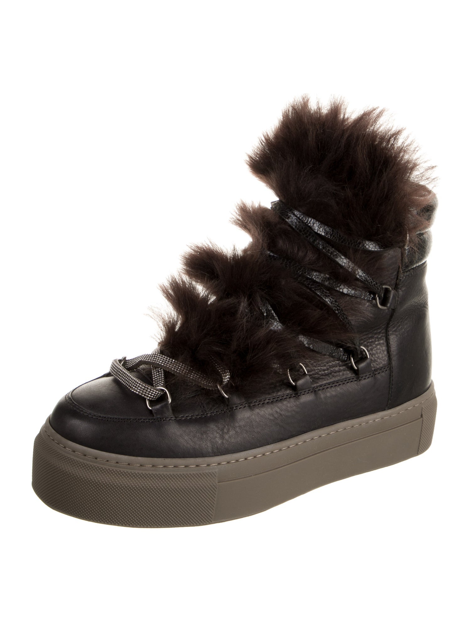 Brunello Cucinelli Leather Lace-Up Boots