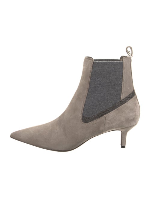 Brunello Cucinelli Suede Colorblock Pattern Chelsea Boots
