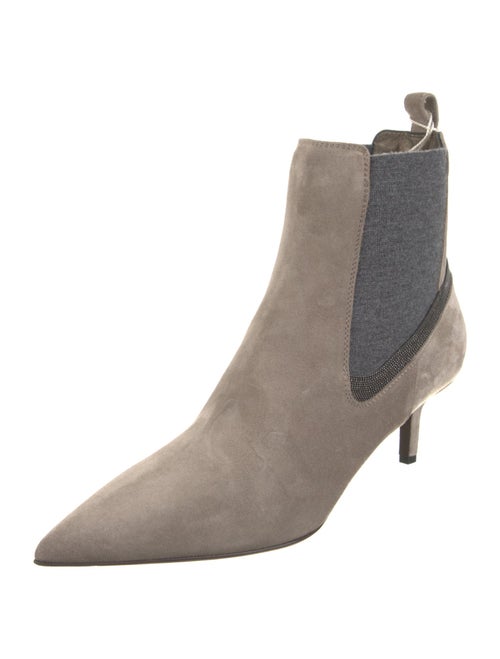 Brunello Cucinelli Suede Colorblock Pattern Chelsea Boots
