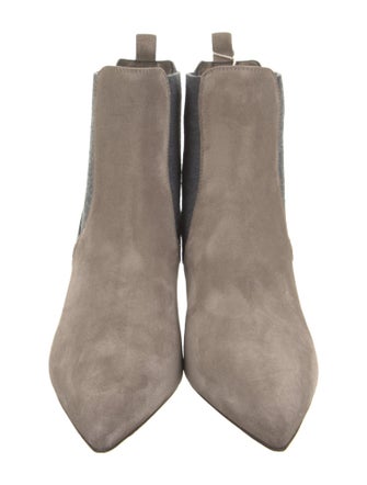 Brunello Cucinelli Suede Colorblock Pattern Chelsea Boots