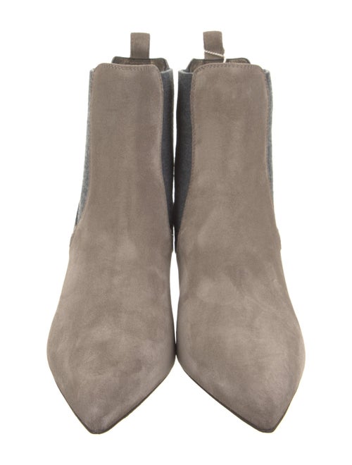 Brunello Cucinelli Suede Colorblock Pattern Chelsea Boots