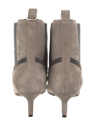 Brunello Cucinelli Suede Colorblock Pattern Chelsea Boots