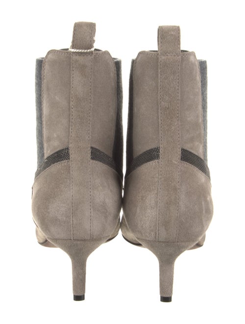 Brunello Cucinelli Suede Colorblock Pattern Chelsea Boots