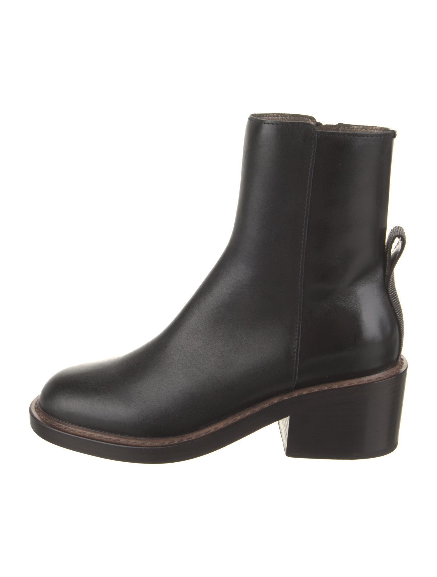 Brunello Cucinelli Leather Beaded Accents Chelsea Boots
